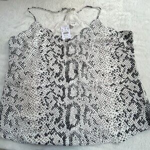 J.Crew Womens Snake Print Scalloped Camisole Size 14 Black/White AL507 New $54